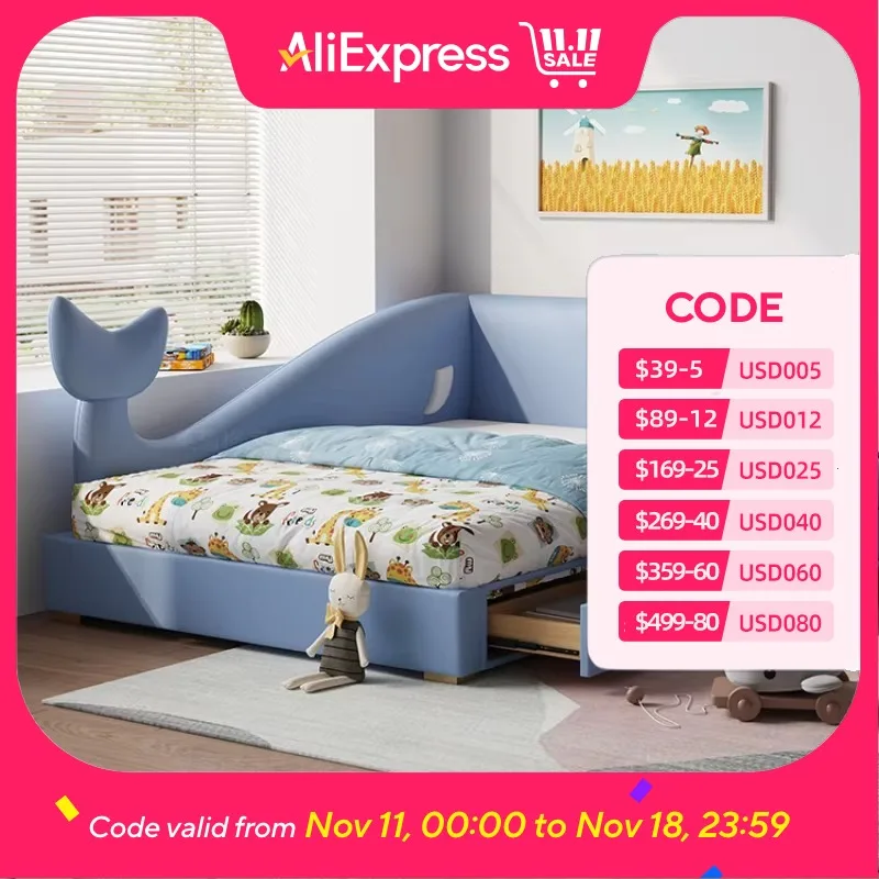 

Design Aesthetic Beds Frame Cartoon Single Nordic Solid Wood Children's Beds Girl Boy Luxury Camas De Dormitorio Furniture