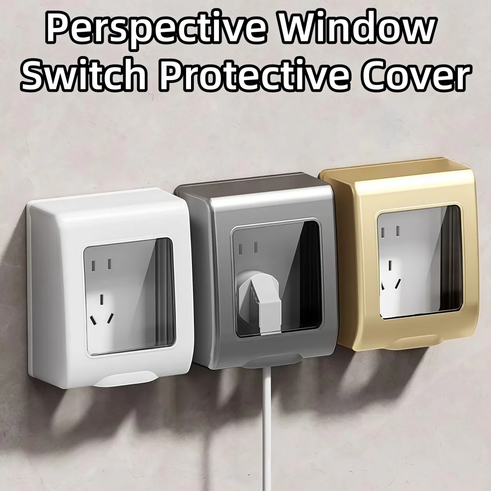 1PC Switch Protective Cover Waterproof Self-Adhesive Socket Protector Splash-Proof Transparent Plug Water Retaining Box