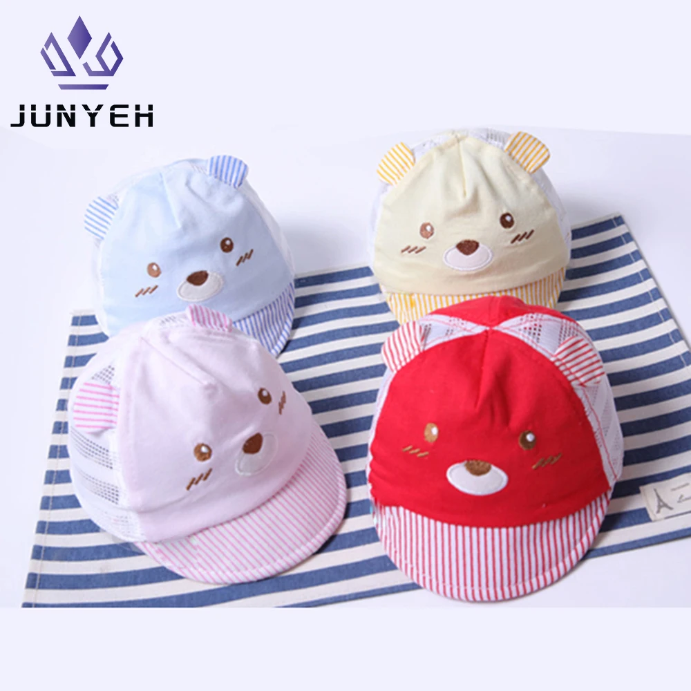 Junyeh Newborn Summer Boy Girl Hat Baseball Cap Bear Cartoon Cute Ear Stripe Lovely Baby Hats