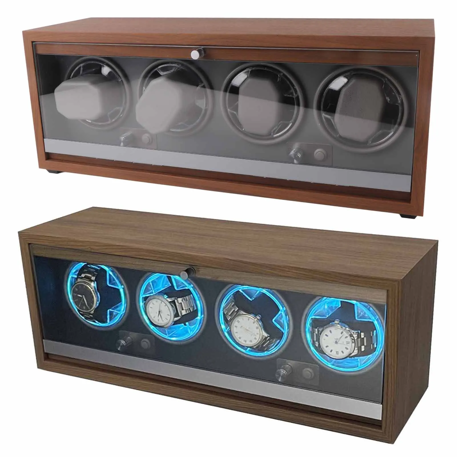 

Коробка для намотки часов Winde из орехового дерева, автоматические намоточные устройства для часов, черный орех, зерно дерева, механическая ручная коробка для намотки часов из искусственной кожи для путешествий