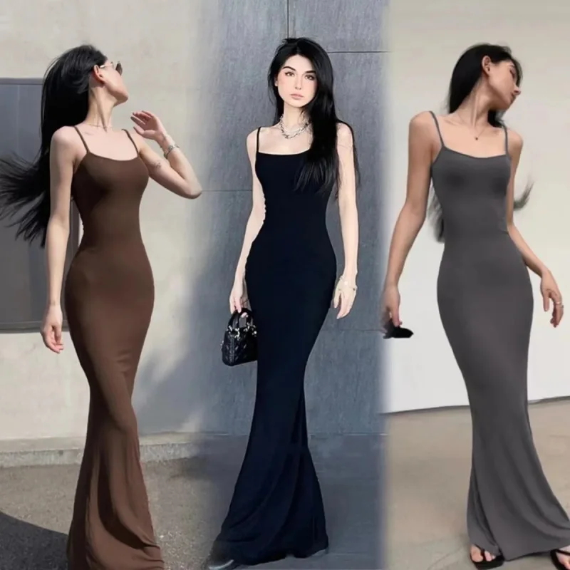 

Satin Slip Sleeveless Backless Maxi Dress Women Summer Bodycon Elegant Sexy Outfits Birthday Party Club Sundress Fashion Dresses