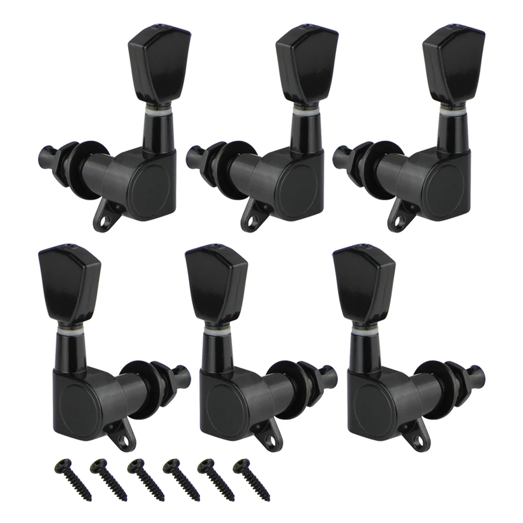 FLEOR 6PCS 3L3R LP Guitar Tuning Pegs Keys Machine Heads Tuners Black/Chrome