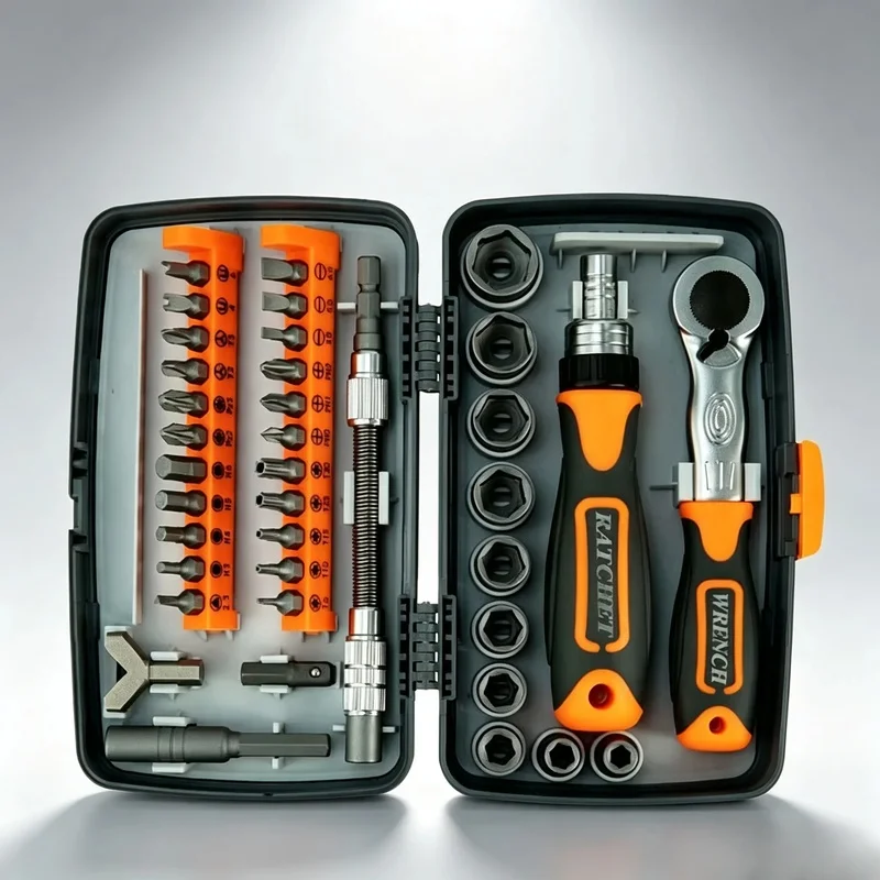 Labor‑Saving Ratchet Screwdriver Set, Magnetic Torx Bits Household Multi‑Purpose Repair Toolbox
