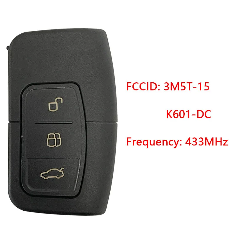 Clé intelligente à 3 boutons pour Ford Mondeo, Focus, C-Max, Galaxy 2005 +, 3M5T-15K601-DC, 433MHz, 1698112 Keyless Go, CN018048