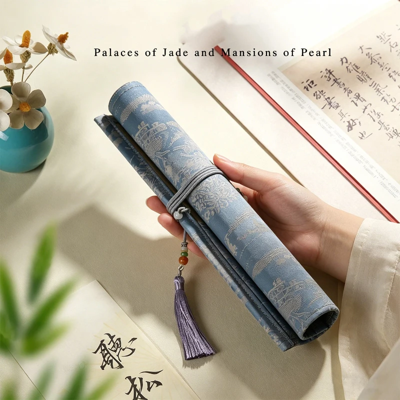 Portable Colored Pencil Roll Curtain Canvas Pencil Wrap Storage Bag Multi Slots Sketch Pen Holder Art Drawing Tool Organizer Bag