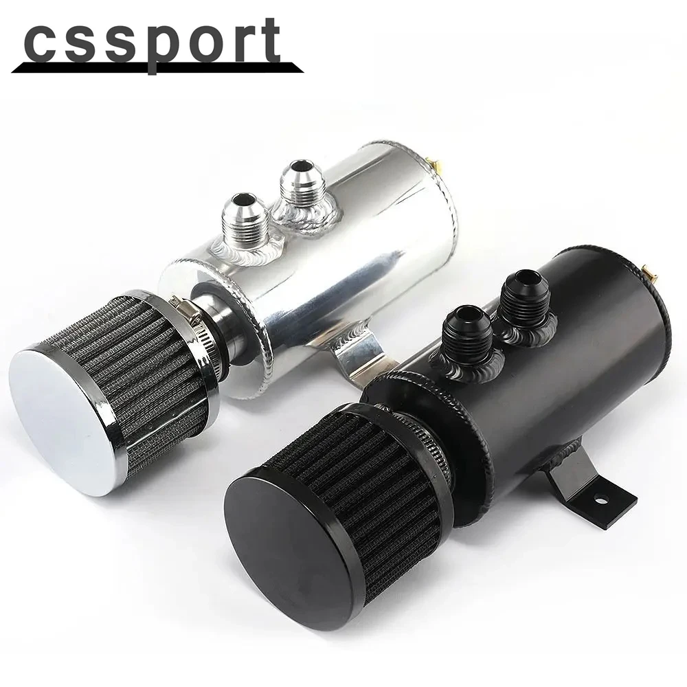 

Universal 10AN Aluminum Baffled Oil Catch Can Brushed Reservoir Tank with Breather Filter 750ml