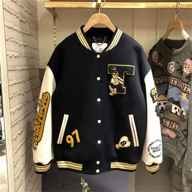 2022 New ins Jacket Female Spring And Autumn Loose Trendy Brand Hit Color Autumn Jacket Retro Y2K Men and Women Baseball Uniform