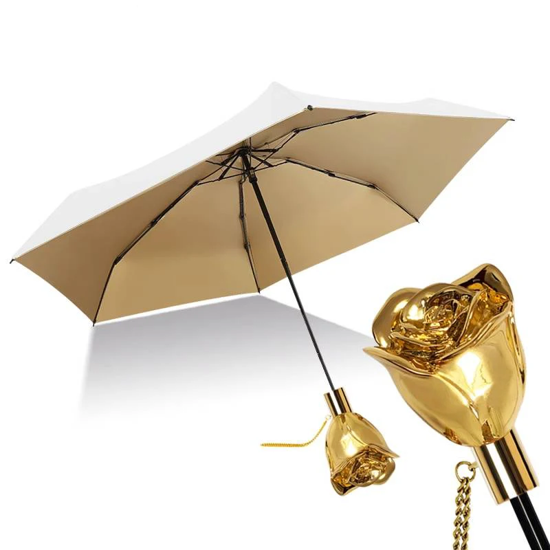 

Portable Mini Pocket Umbrella Double Layer UV Protection Parasol Outdoor Women Rain Umbrella Five Folding Umbrellas Metal Handle