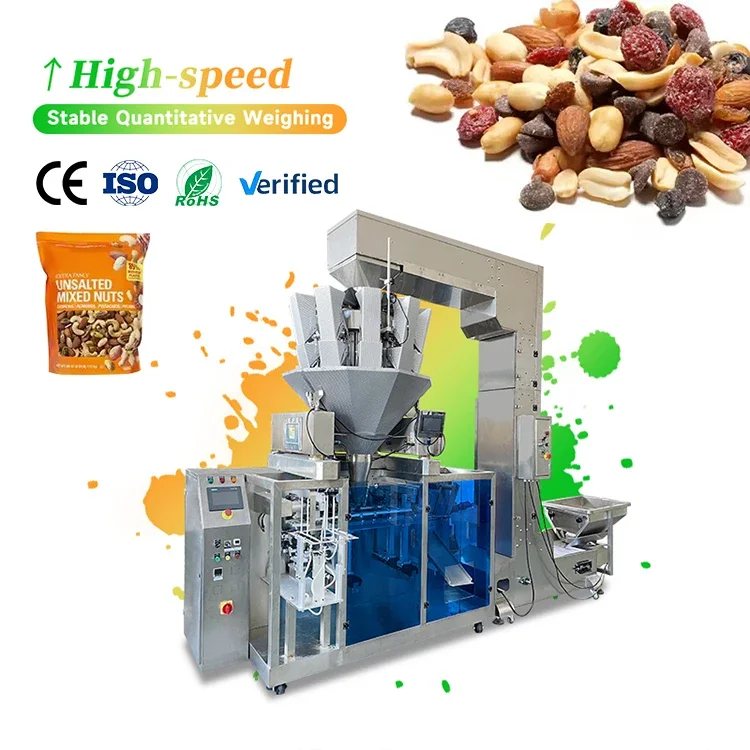Máquina automática de embalaje Doypack de embalaje Cashewnut con cerradura de cremallera y báscula lineal