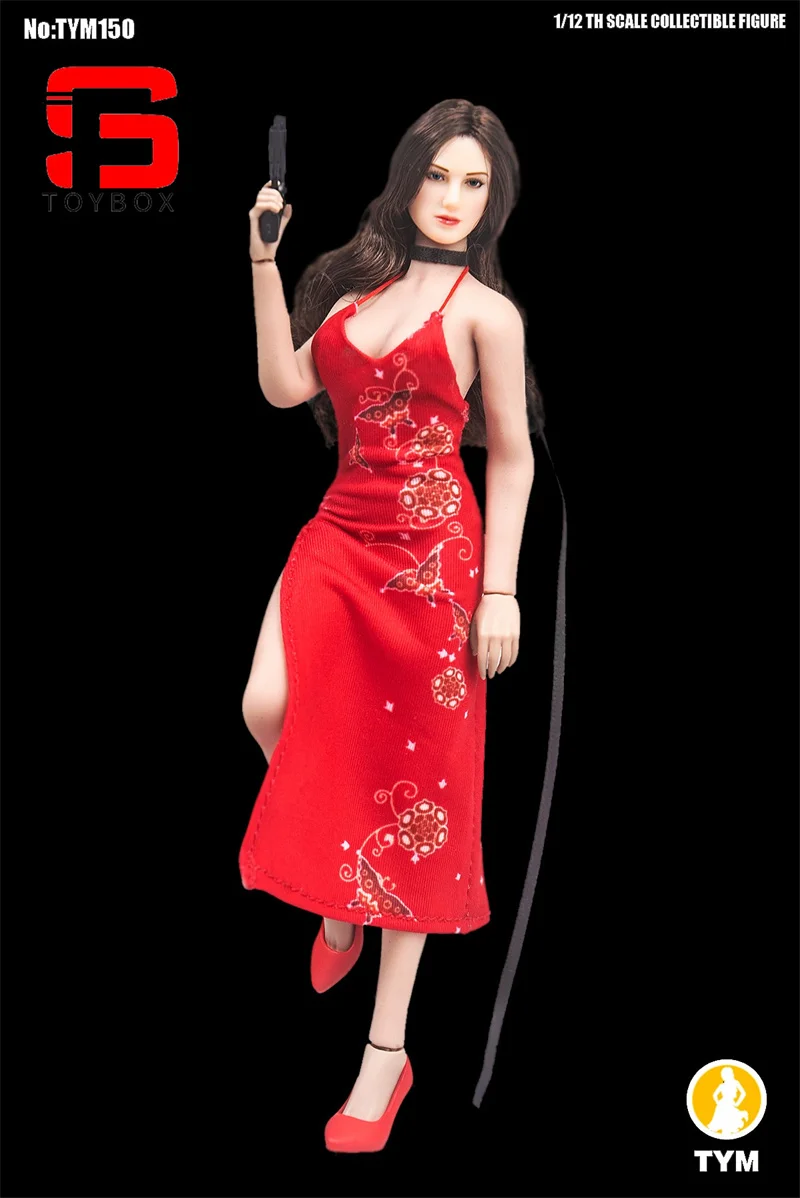 Ada Wong Impresso Cheongsam Action Figure, Feminino Roupas Cosplay, Modelo Fit, 6 "Soldado, Bonecas Do Corpo, Tipo TYM150, Escala 1:12