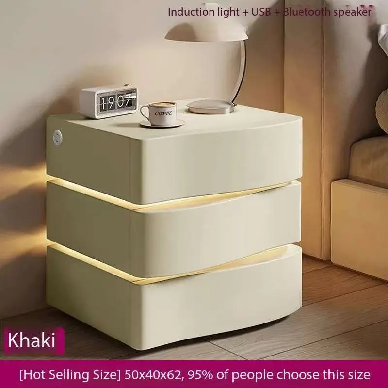 โต๊ะข้างเตียงลอยตัวอัจฉริยะ ตู้ข้างเตียงเรียบง่ายทันสมัย พร้อมไฟเซ็นเซอร์และลำโพง โต๊ะข้างเตียงระดับไฮเอนด์และหรูหรา