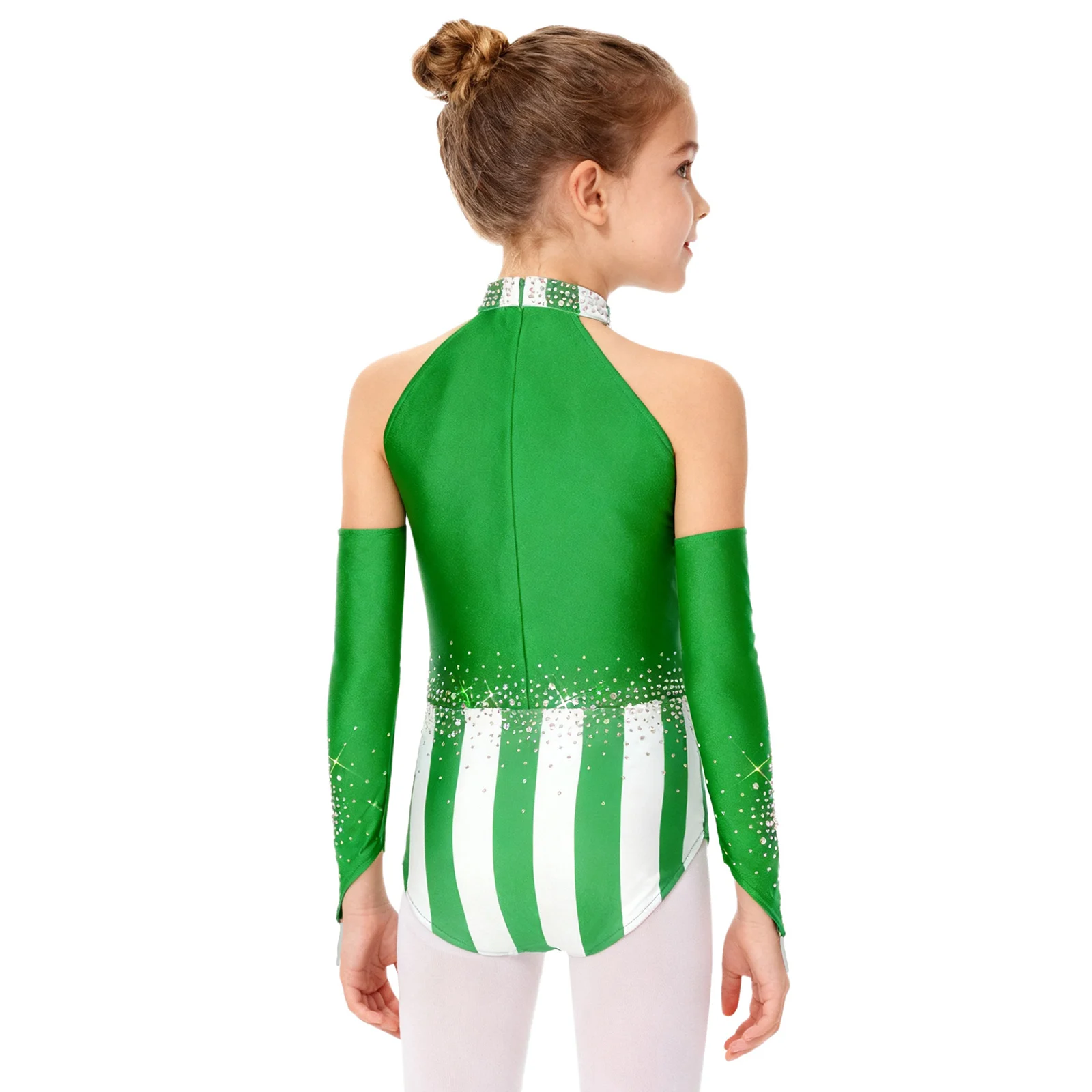 Enfants filles paillettes Patchwork patinage artistique gymnastique acrobatie danse Performance combinaison et manches longues tenues de danse