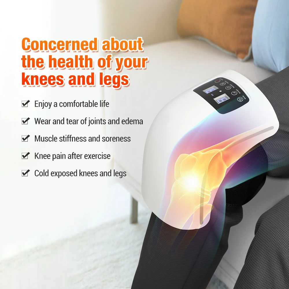 

Smart Hot Compress Knee Relaxing Vibration Massager 6 Modes Knee Cap Treasure Red Light Therapy Keep Warm USB Charging