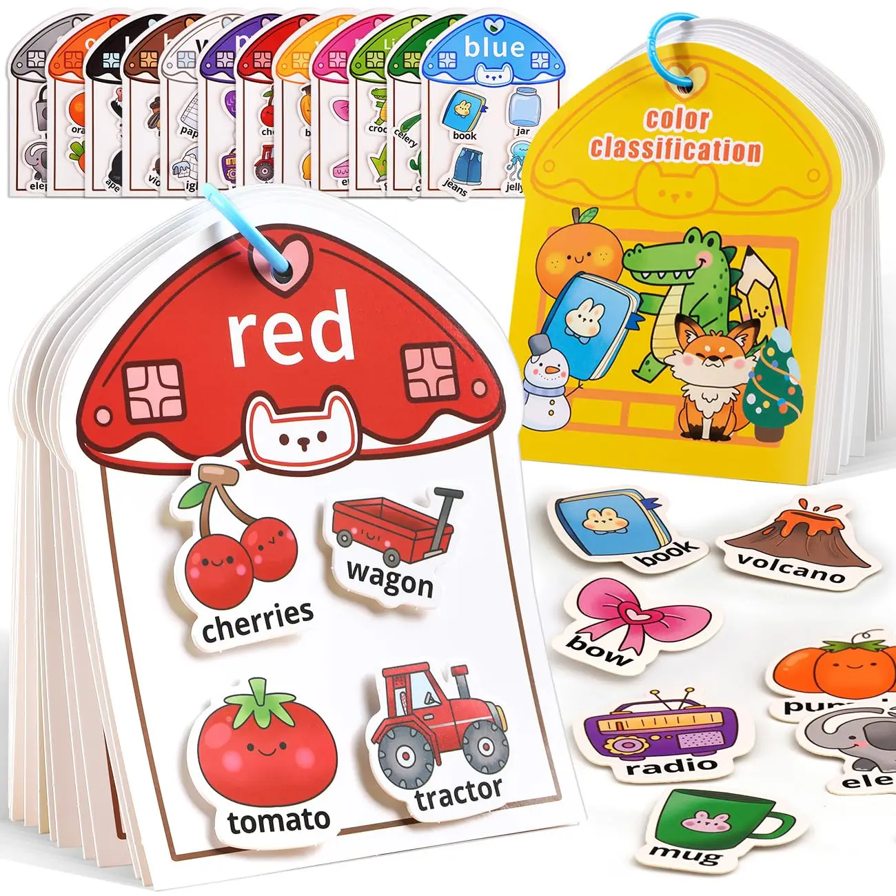 Montessori Busy Book Color Sorting Toys for Toddlers Educational Preschool Learning Activities Sensory Fine Motor Matching Games