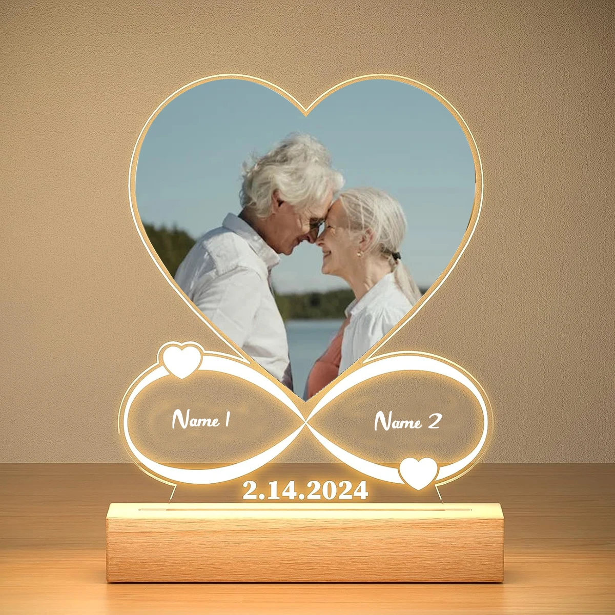 Aangepaste paren geschenken acryl plaquette fotolijst gepersonaliseerde acryl lamp foto met nachtlampje jubileum huwelijksgeschenken