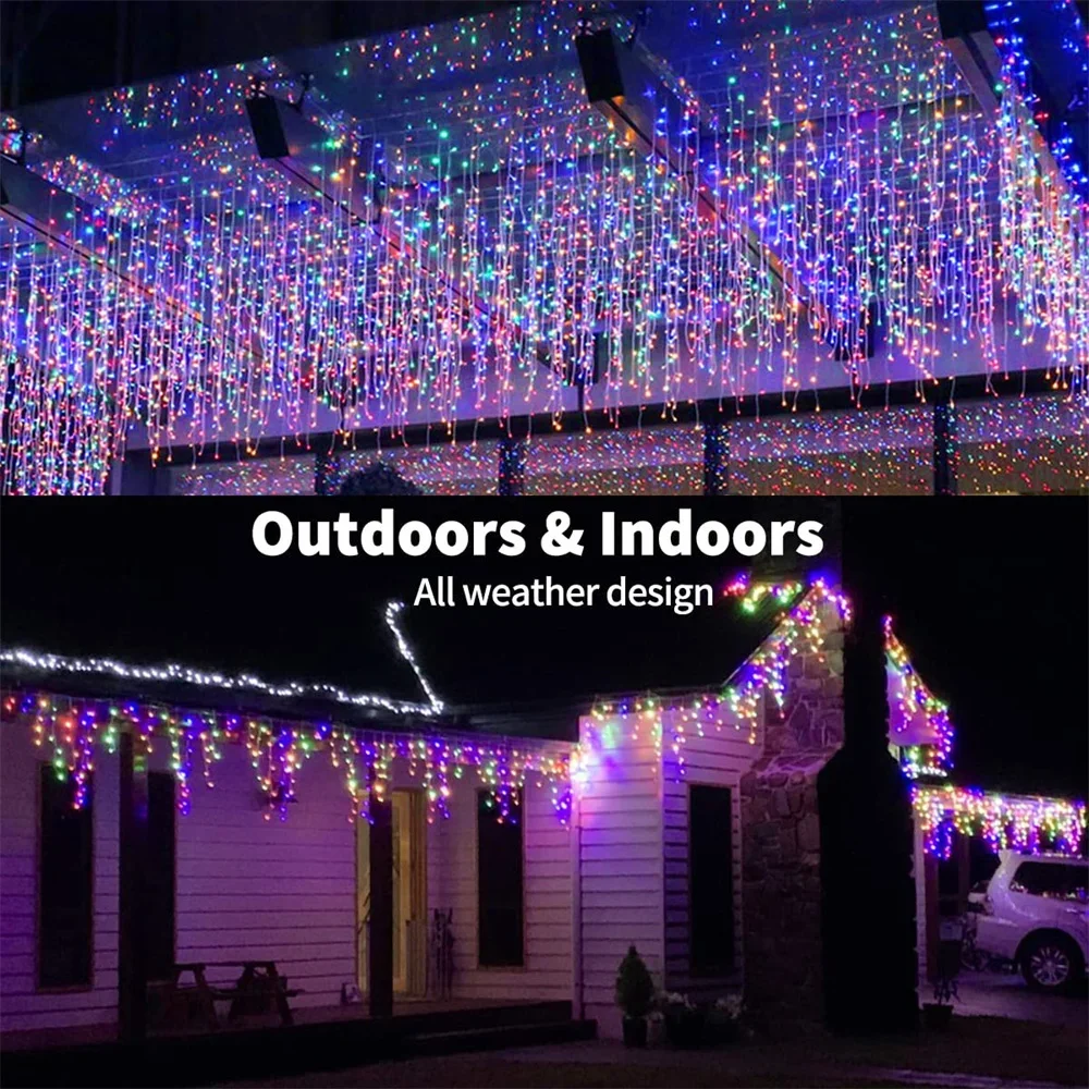 LED Curtain Icicle String lights Christmas Garland Faiy Light 3M-60M Xmas Garden Street Outdoor Decorative Lighting