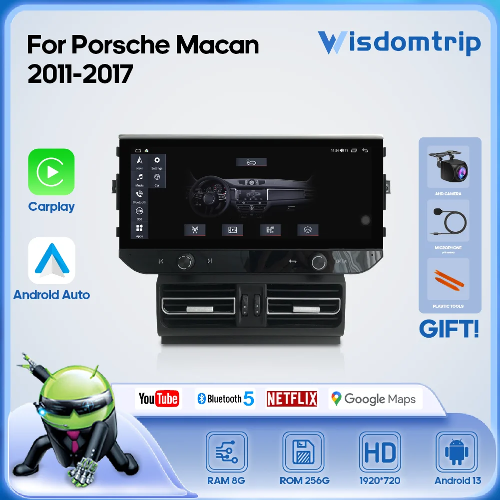 For Porsche Macan 2011-2017 Car Multimedia Video Player GPS Navigation Radio 4G WiFi Carplay+Android AUTO Android 13