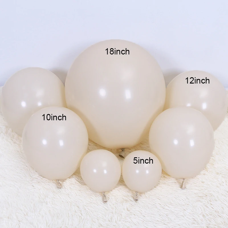 Balon w stylu vintage, piaskowo-biały, dekoracja urodzinowa, artykuły ślubne, okrągły kolor plaży, artystyczny design, balon 5