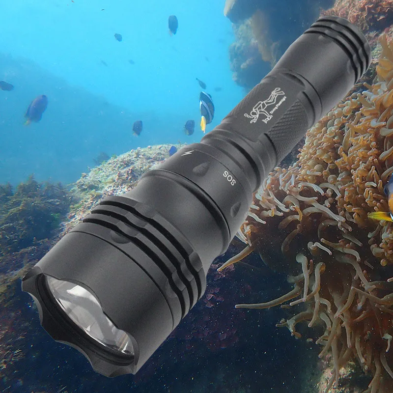 TOPCOM-Poderosa Lanterna LED Mergulho, Lanterna Subaquática Scuba, Lanterna Luz Profissional, IP68, 10W, L2, T6, 5-Modo