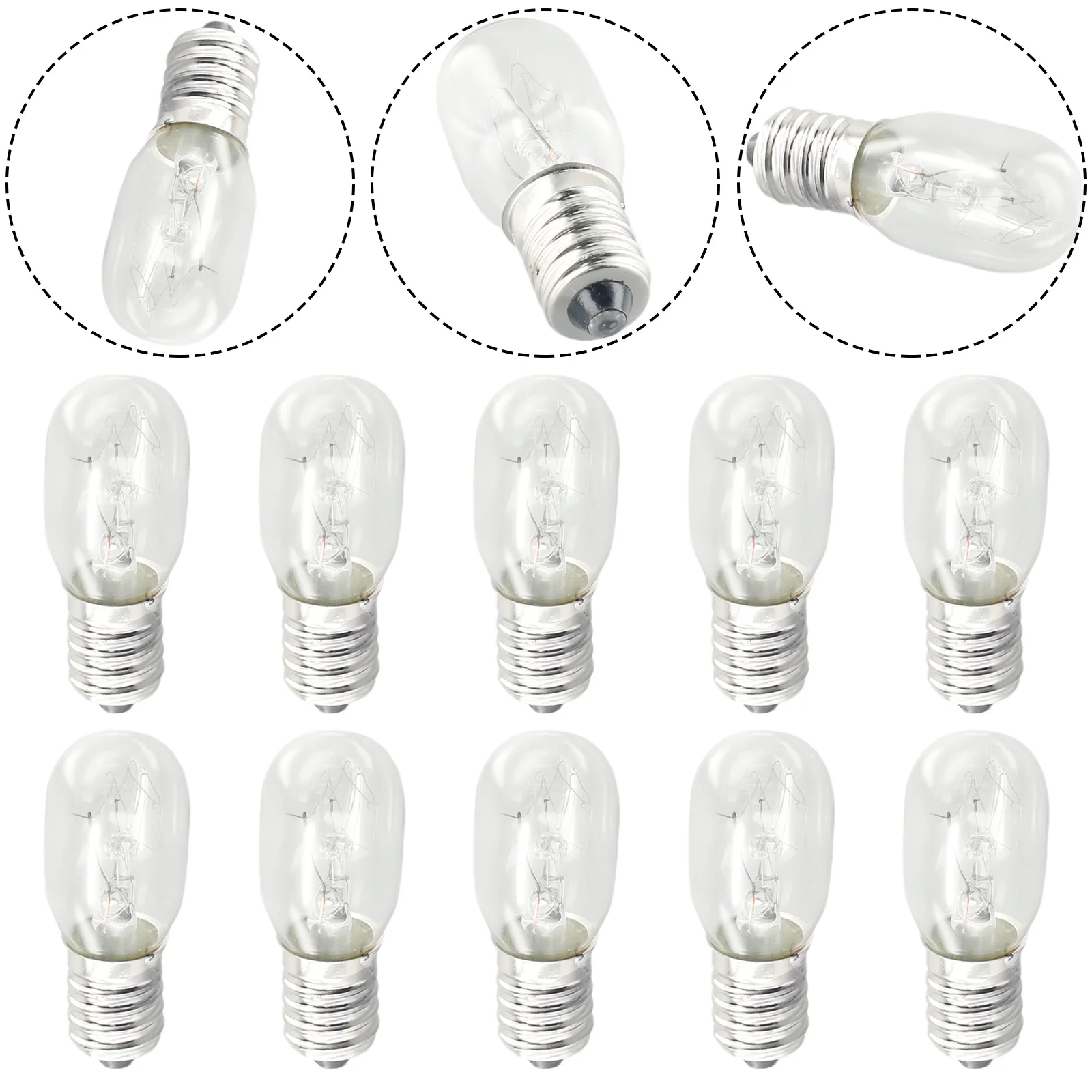 10pcs E14 Salt Lamp Globe Bulb 15W 220V-240V Vintage Incandescent Bulbs Refrigerator Oven Light Bulbs Replacement Pygmy Bulbs