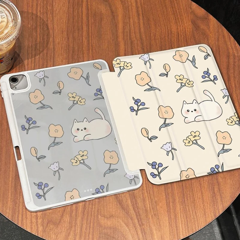 Detachable Cover Simple Kitten Flower for IPad 10th Generation Case 2022 Air 4/5 10.9 2020 Pro 11 Ipad Mini 6 2018 9.7 5/6th