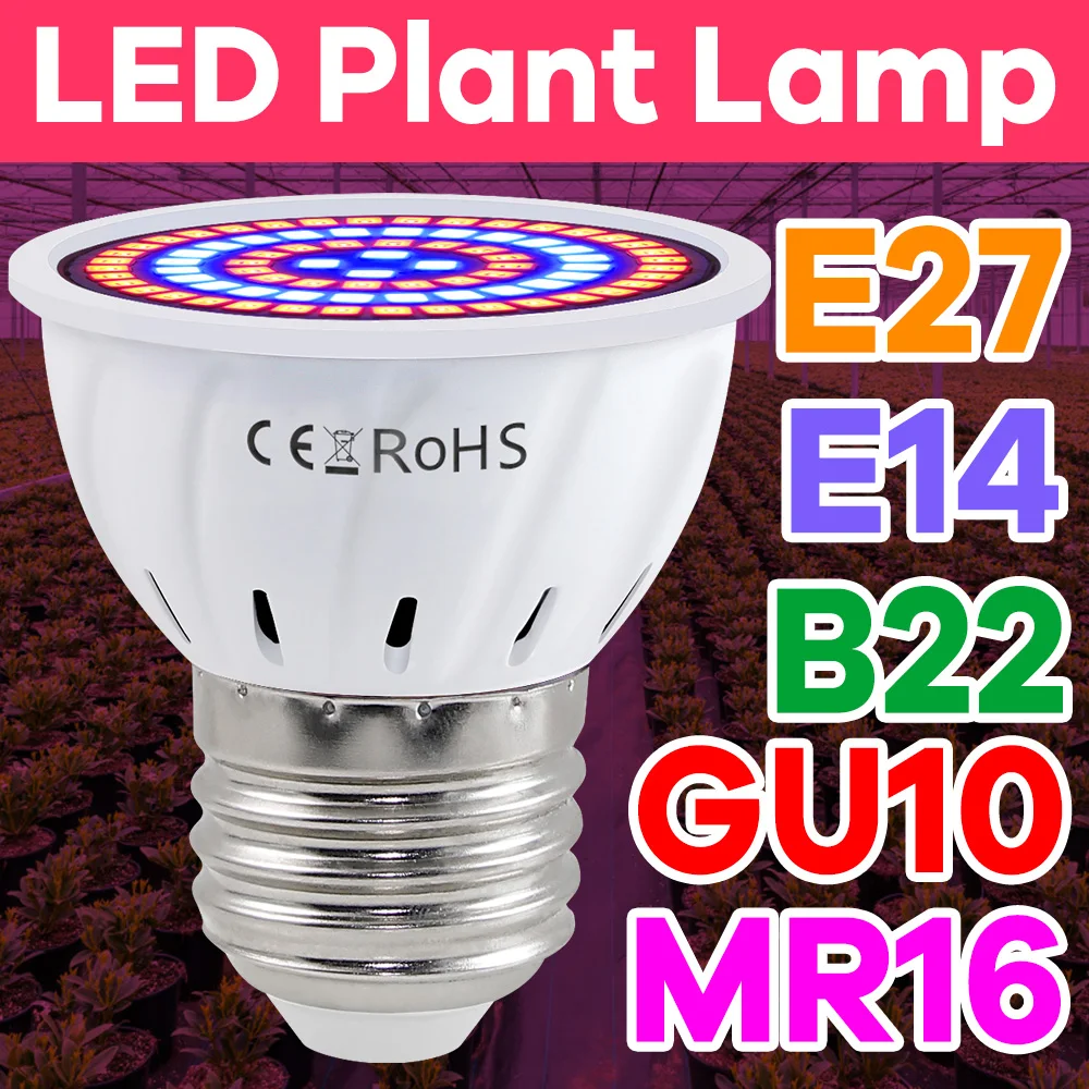 

Plant Grow Light 220V LED Bulb E27 Full Spectrum GU10 Hydroponic B22 Seeds Cultivation Lamp MR16 Succulent E14 Growth Lighting