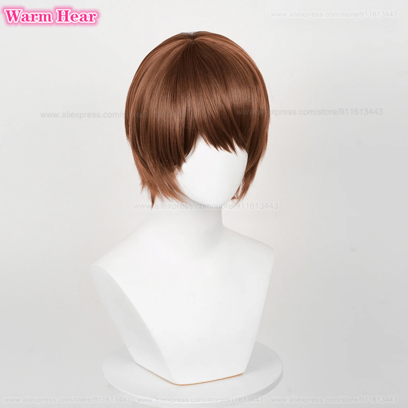 Światło Yagami peruka do Cosplay peruki Anime 30cm krótka brązowa peruki Yagami odporne na ciepło syntetyczne peruki na przyjęcie do włosów + czapka