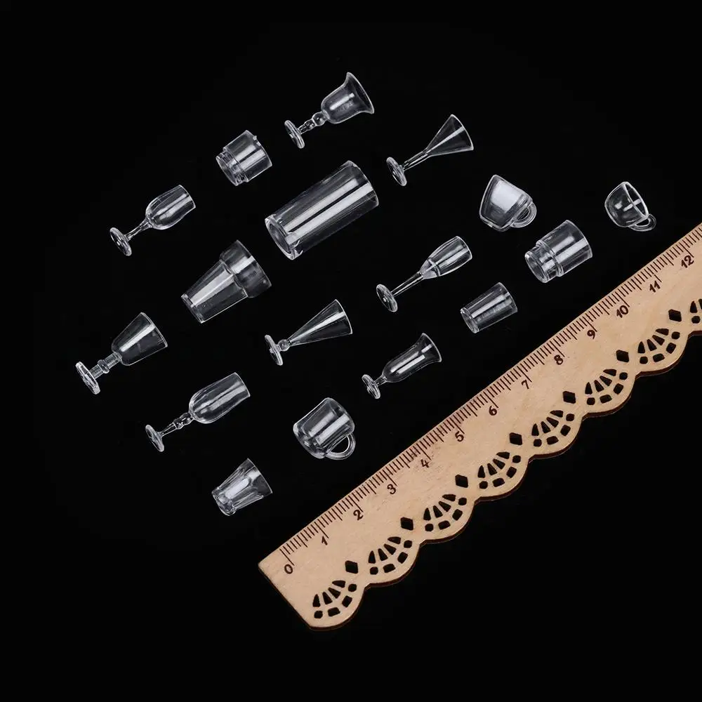 17PCS/Set Transparent  Kitchen DIY  Mini Cup Miniatures Goblet Simulation Cookware Ice Cream Bowl