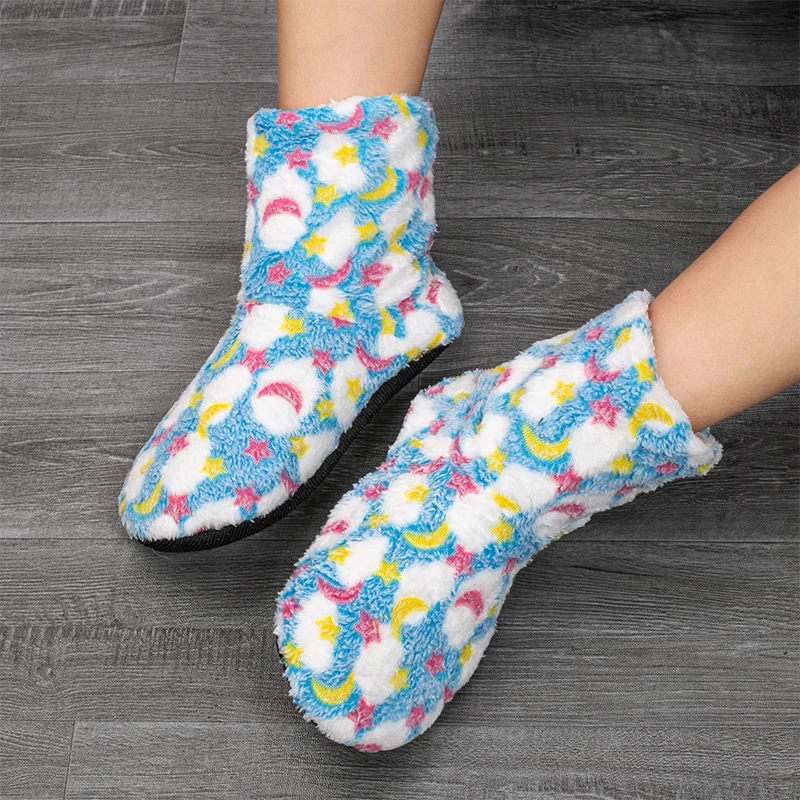 Autumn and Winter Velvet Floor Socks for Women, Warm and Non-Slip Home Socks, Velvet Lining, Soft Bottom, Silent Slippers Socks
