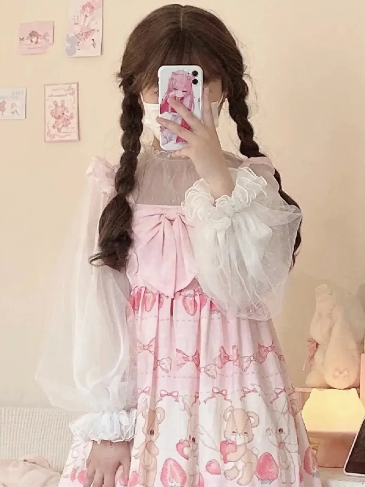 Lolita Skirt Inner Wear Thin Veil Bubble Sve Chiffon Long Sve Daily Summer JSK irt Siren Lolita Inner Wear Sweet Sl...