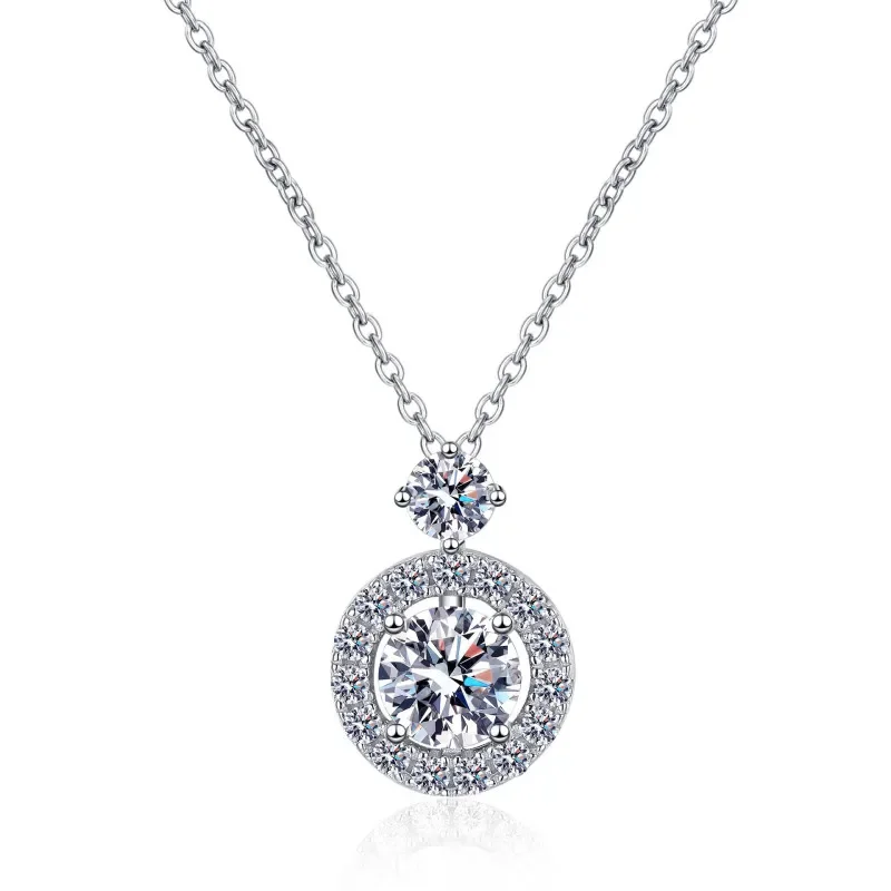 Fényűzés Fehérítőszer Arany 18K Medál esküvői Rendbírság ékszer valós 1.3CT moissanite Gyémánt Gemma Futam Bimbóudvar necklaces számára Nők Adomány