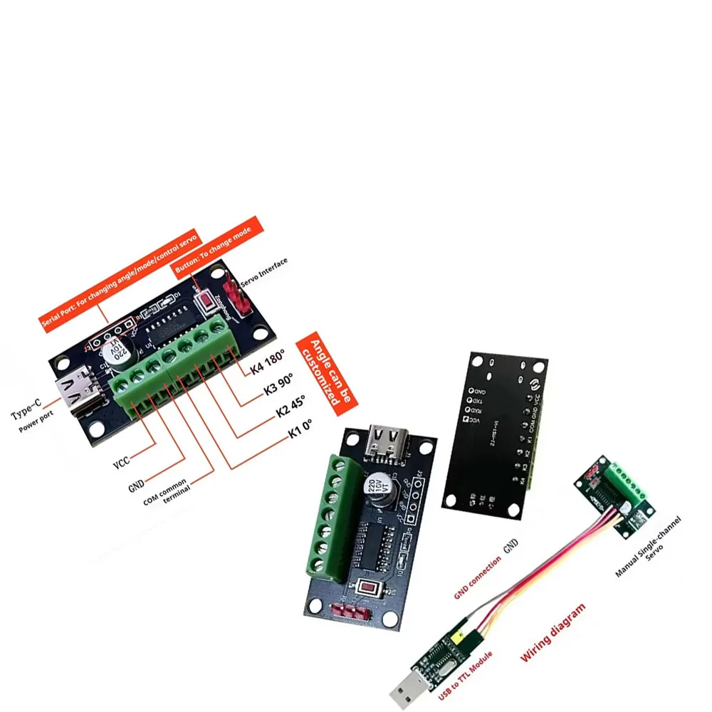 SG90 Self-locking/Interlock/Jog Mode Control Module Manual Single-channel Servo Trigger Controller Support Serial Port Control