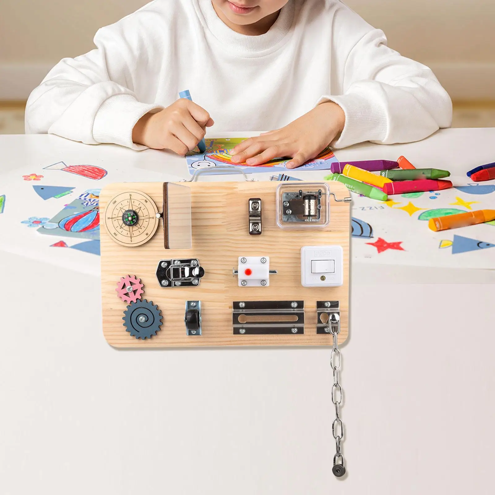 

Wood Busy Board Toy Educational Toy for Age 3 4 5 6 Years Boys and Girls