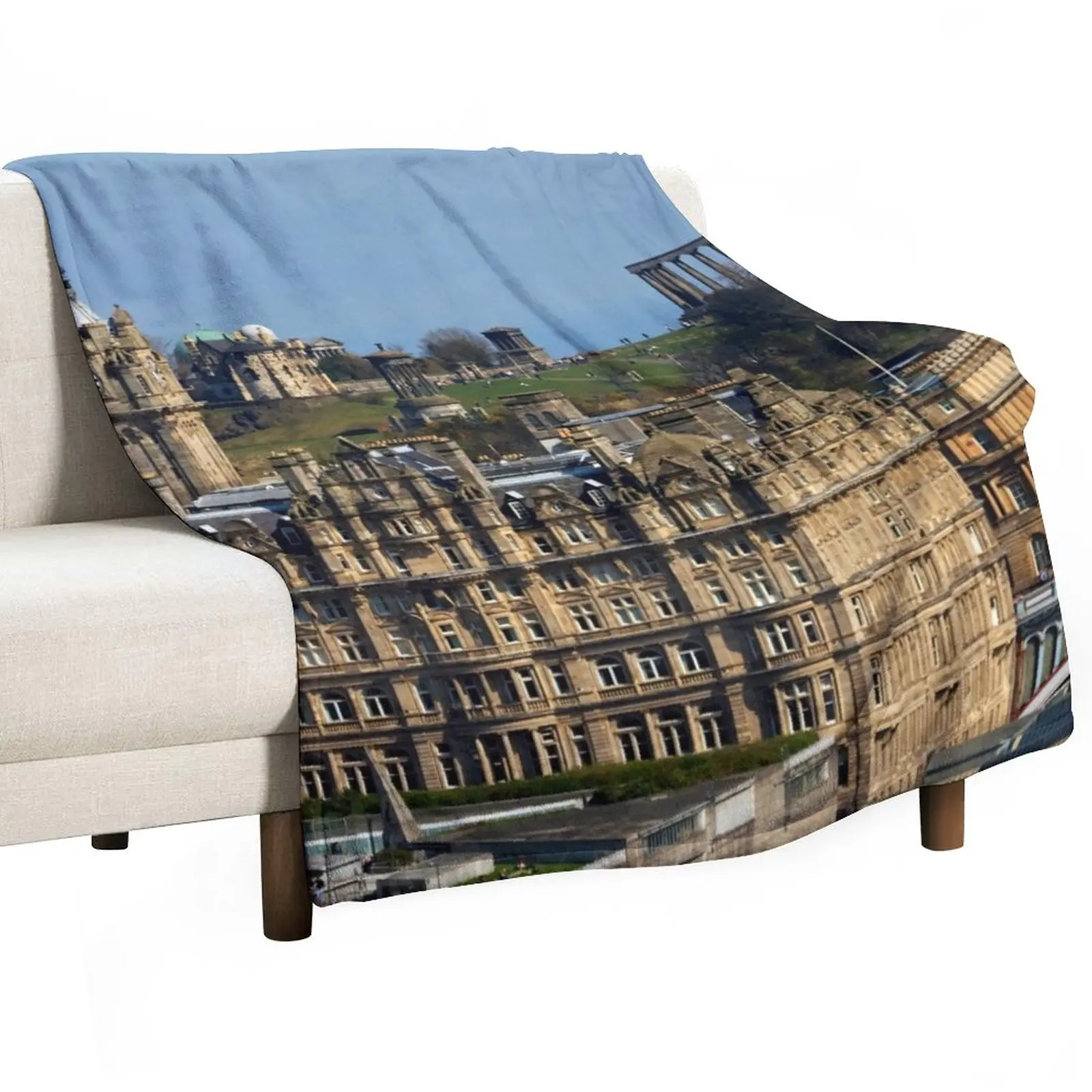 

The Balmoral Hotel from the Castle Throw Blanket Hairy Blankets Fluffy Soft Blankets