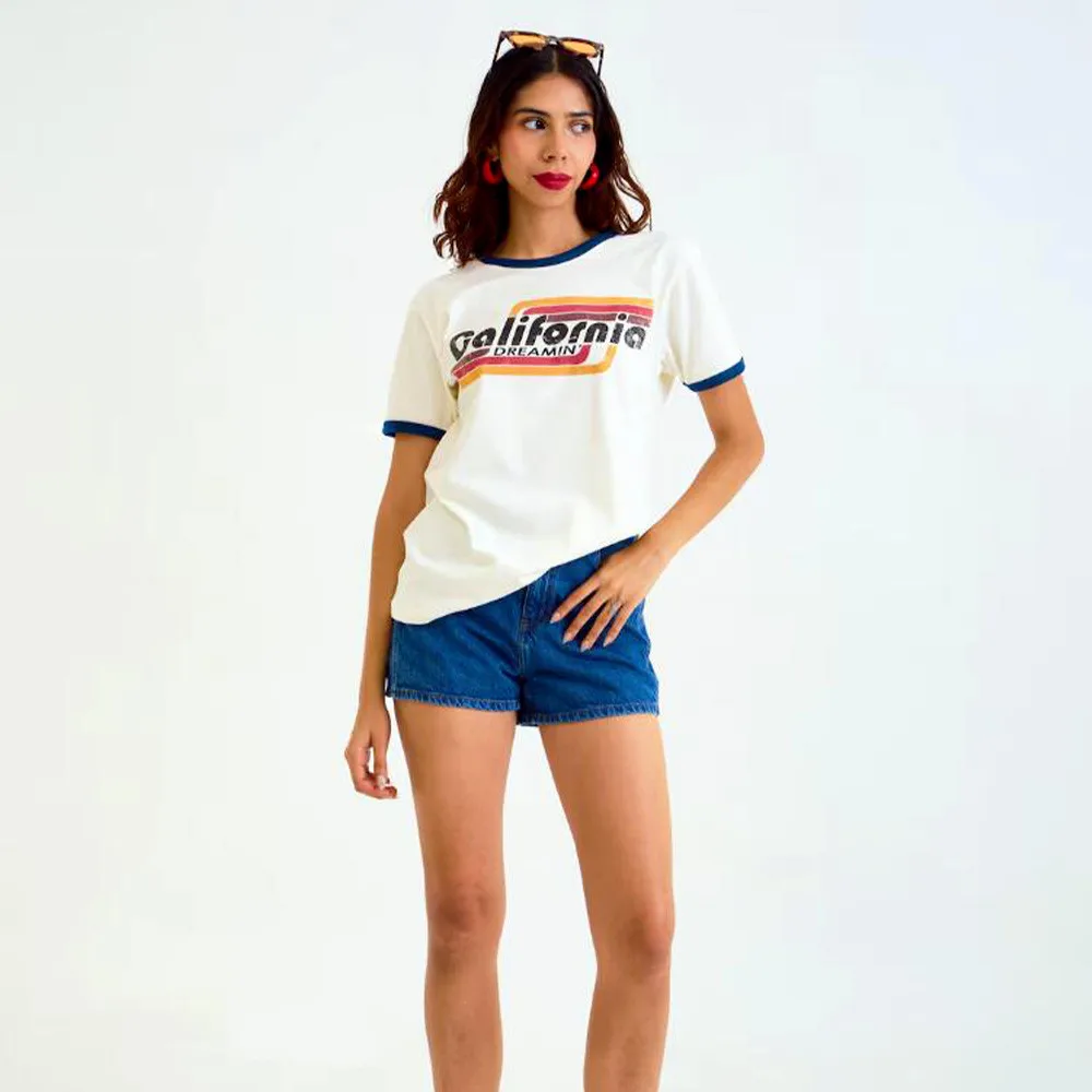 Vintage califórnia letras impressão ringer t camisas unisex solto algodão casual topos t 2025 novas camisas de alta qualidade crewneck