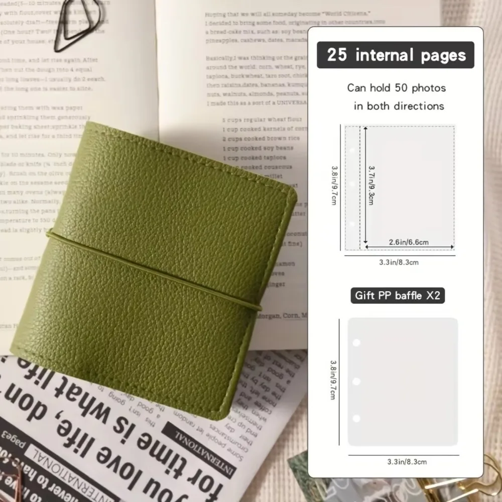 Quality Faux Leather Mini Photo Album 25 Pages with 3-Ring Photo Card Binder Card Collection Transparent Pages Loose-Leaf Album