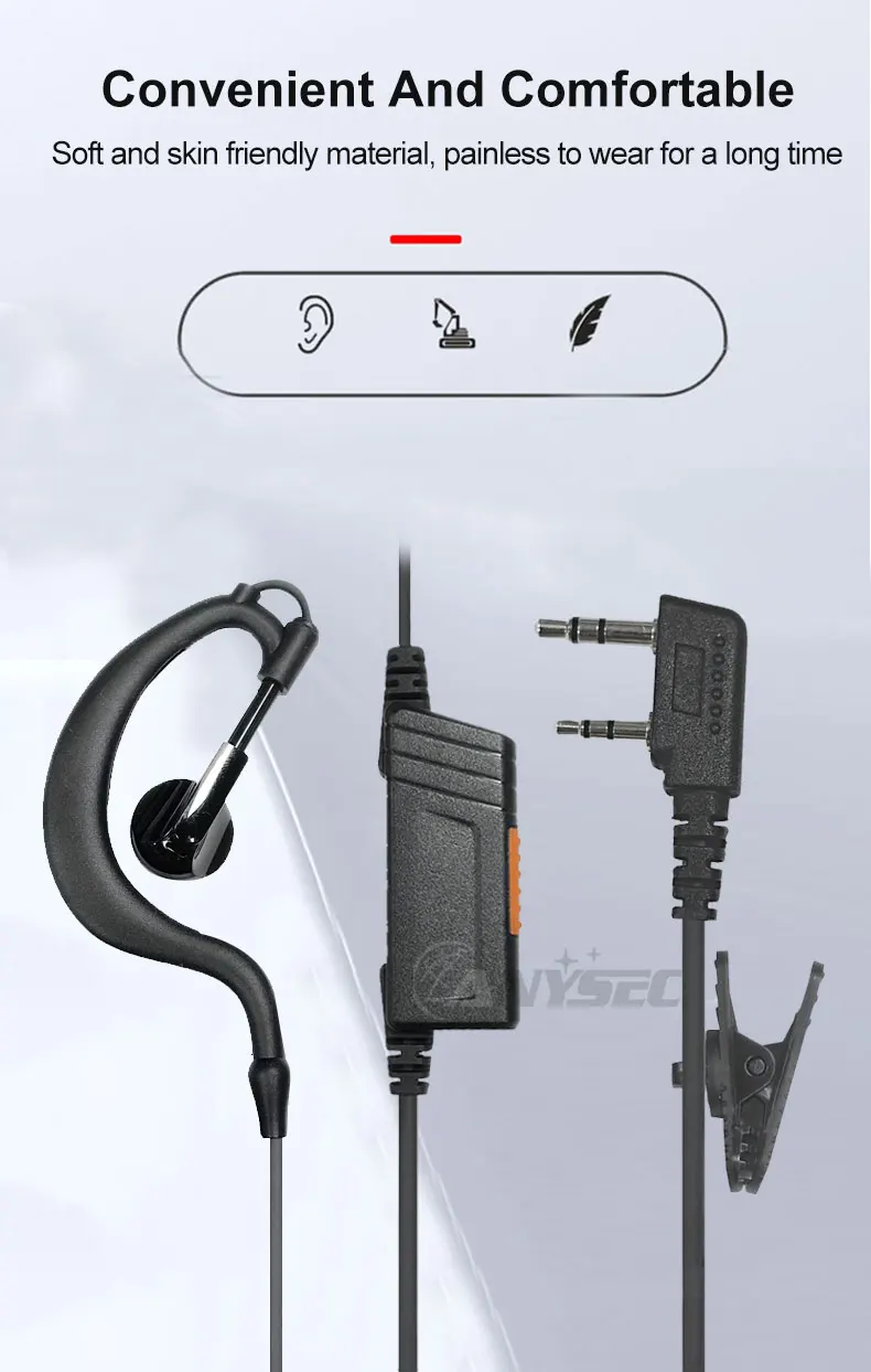 2PCS Walkie Talkie Headset Kopfhörer Kopfhörer Für Kenwood Baofeng UV-5R UV82 UV-17 UV 32 Tytera TC-UV8000 ANYSECU DM-A6 AC-215R – Detail 7