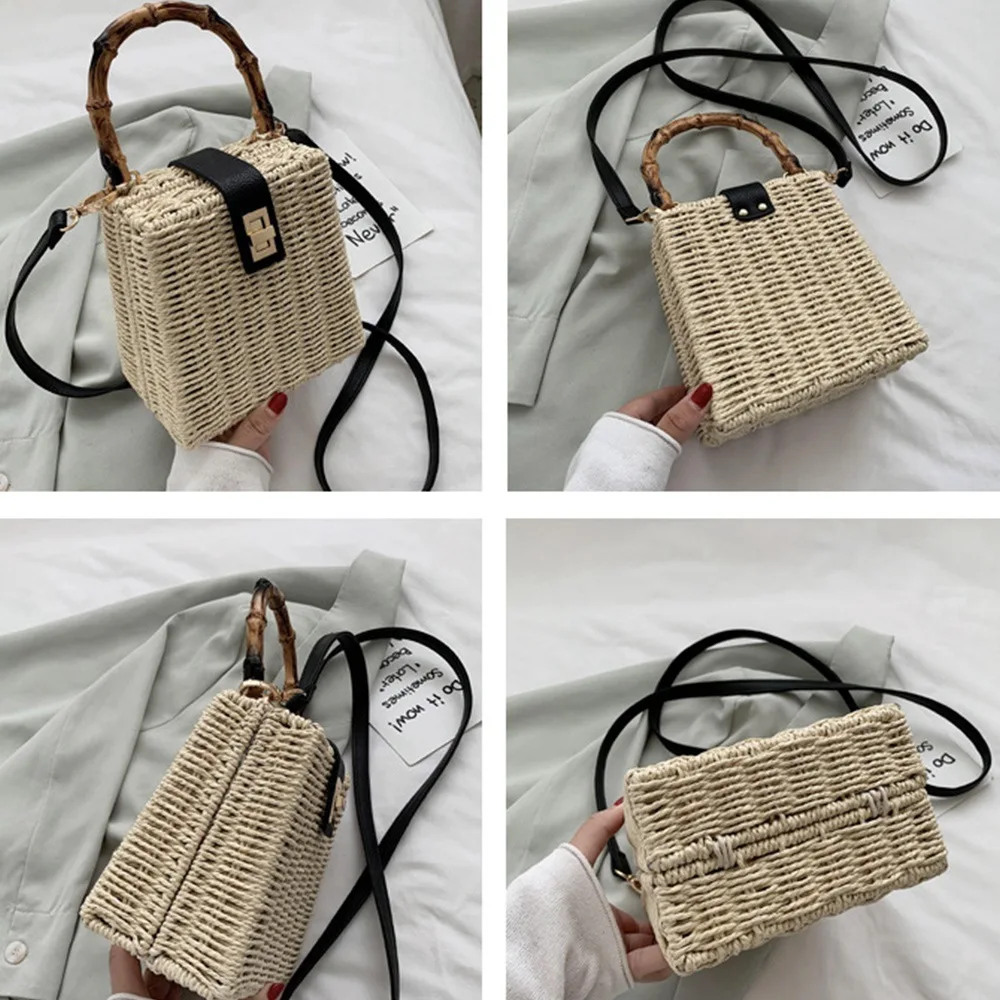

【SEE】Weave Small Tote Bag Summer Quality Straw Women's Handbag Beach Travel Shoulder Messenger Bag Hand Bag
