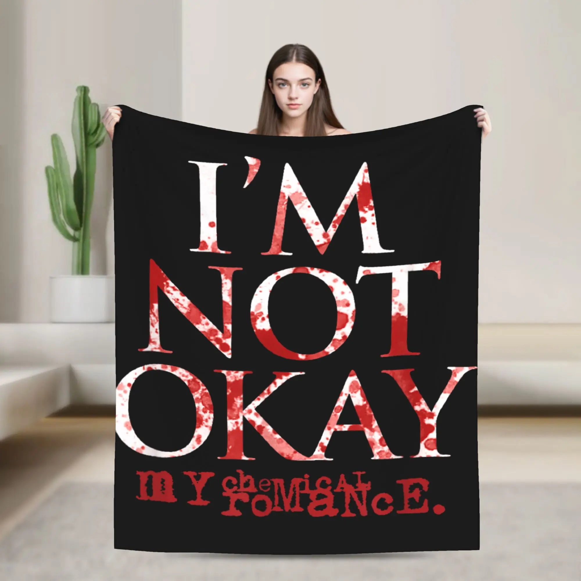 I'm Not Ok My Chemical Romance Blanket  Decorative Flannel Throw Blanket For Couch Bed Super Warm Custom Quality Bedspread Gift