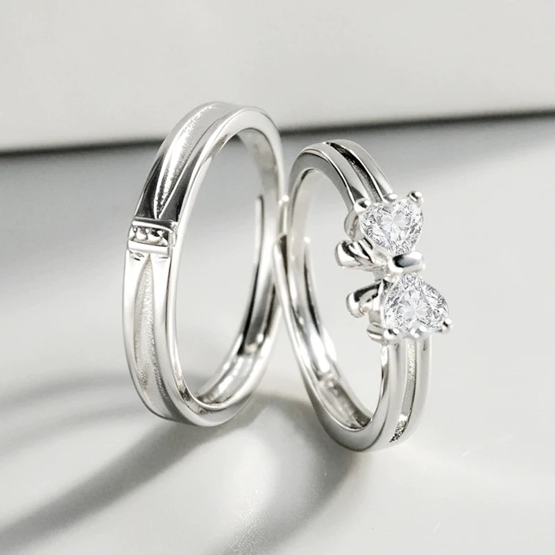 Butterfly Knot Couple Rings Simple and Romance Ring Fashionable and Creative Inlaid Zircon Index Finger Jewelry Gifts KOFSAC