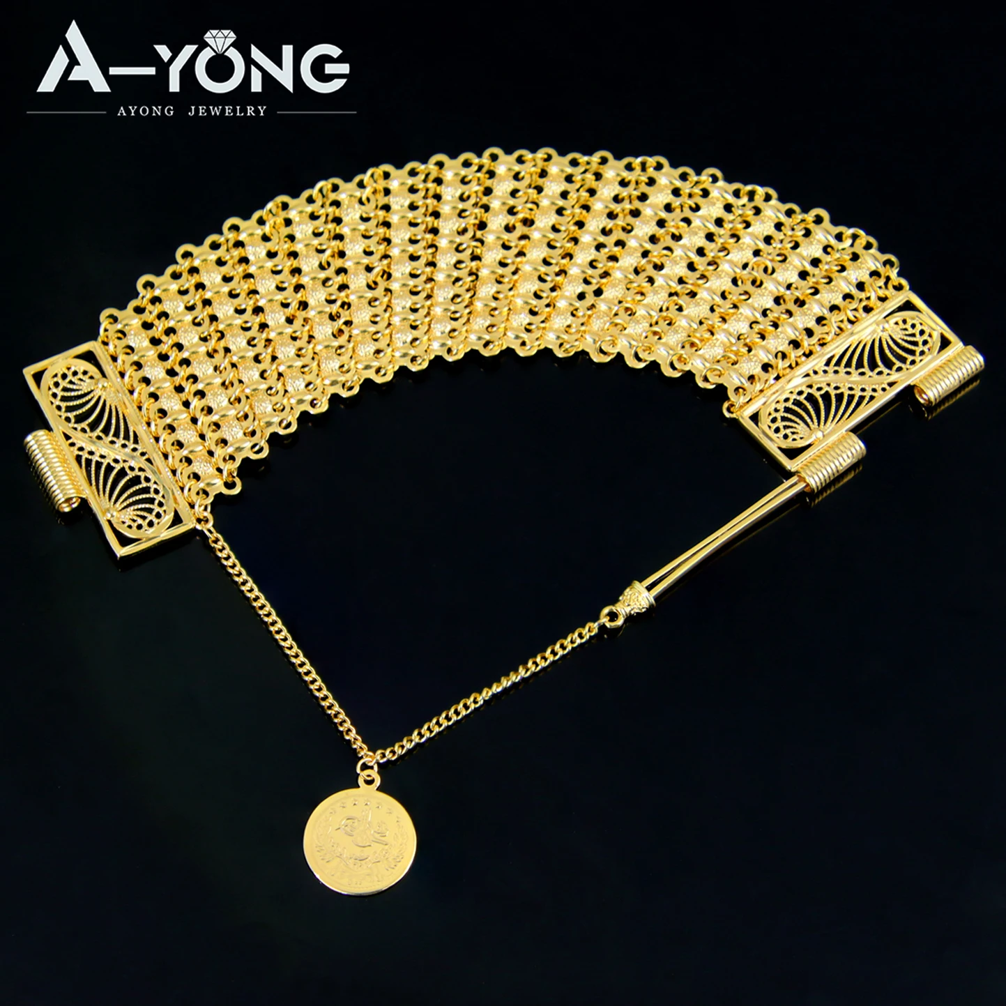 Algerien Braut Hochzeit Armband 21k vergoldet Dubai Mode Armband Handketten Arabisch Nigeria Frauen Täglich Party Schmuck – Detail 7