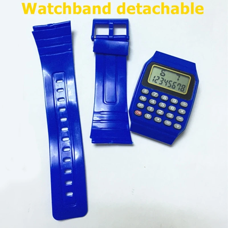 Waterproof Electronic Colorful Silicone Calculator Watch Boy or Girl Student Learning Watch Counting Tools Watch Clock Relojes