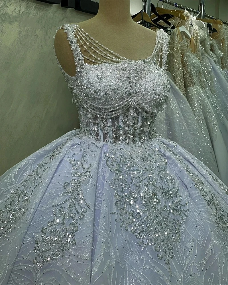 Precioso Vestido De Novia con cuentas De cristal y lentejuelas, vestidos De Novia con Espalda descubierta, hecho a medida