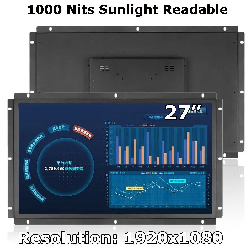 

27 Inch HD 1920x1080 1000 Nits Industrial Grade Capacitive Touch Monitor For Industrial/Kiosk With VGA HDMI Interface