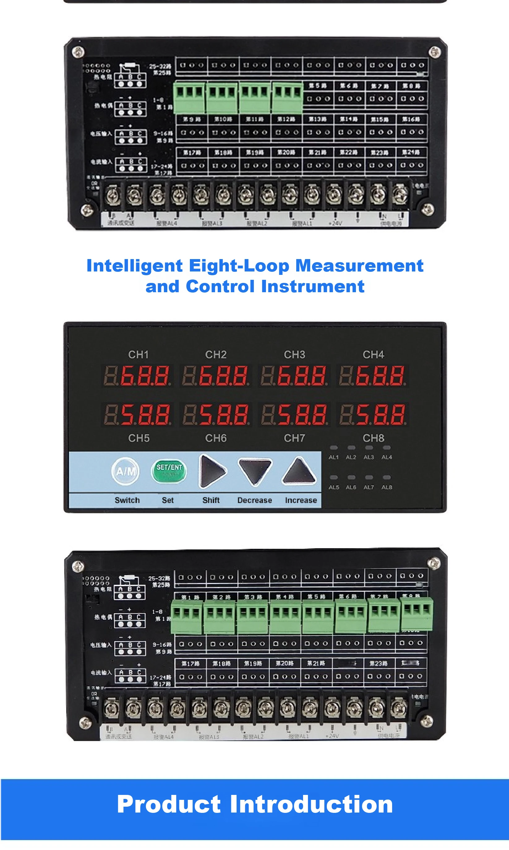 

Multi-channel Temperature and Pressure Alarm Controller, Universal Signal Input Display for Thermocouple & PT100 - Industrial Pa