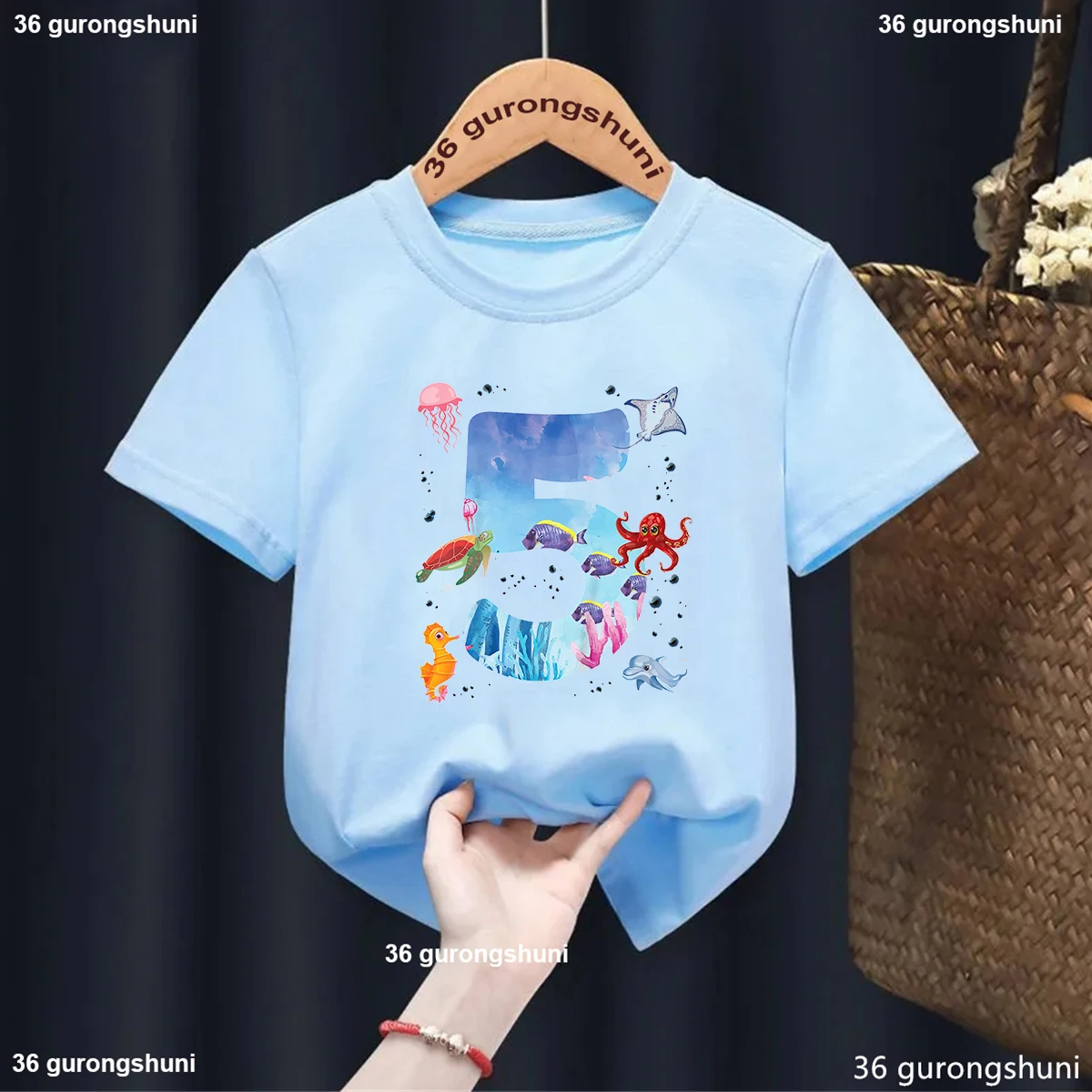 5th To 8th Birthday Party Ocean 8 Year Old Sea Fish Aquarium Boys Tshirt Marine Life Clothing Children'S Gifts Toddler T-Shirt