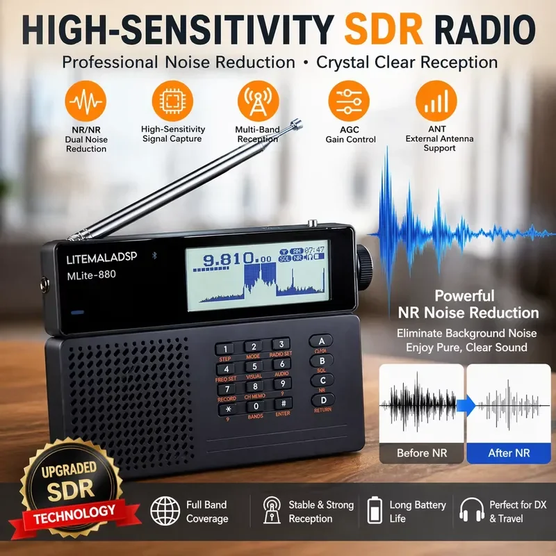 Brand For In Stock Malahiteam Licensed SDR Radio Receiver Digital MLite-880 Full Band Radio Shortwave SW Aviation