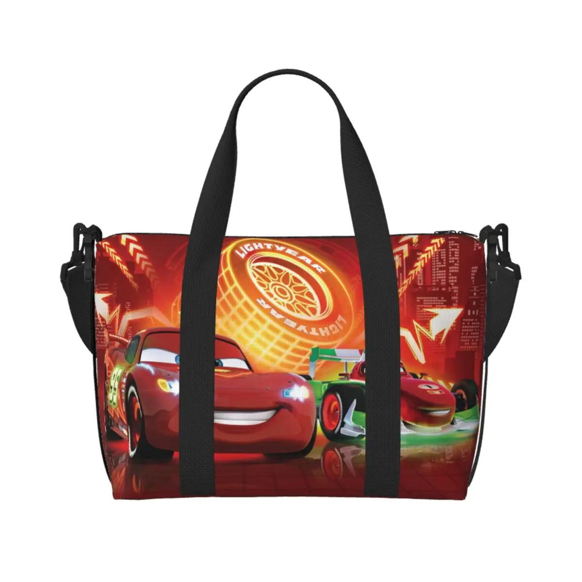 

Custom Cars Racing Friends Groceries Tote Shopping Bags Women Large Capacity Beach Gym Travel Bags