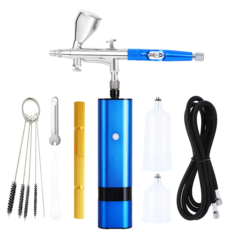 Double Action Airbrush Kit with Compressor High Stable Pressure Compatible Mini Pump Cup Replaceable For Cake Paint Art Tattoo