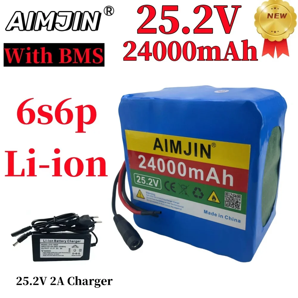 6S6P Lithium-ion Battery Pack 25.2V 24000mAh Rechargeable Battery Built in BMS With 2A Charger